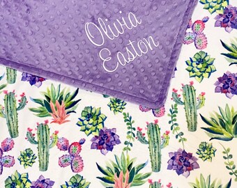 Succulent Blanket-Succulent decor-Succulent Nursery-Succulents-Mint Blanket-Baby Shower Gift-