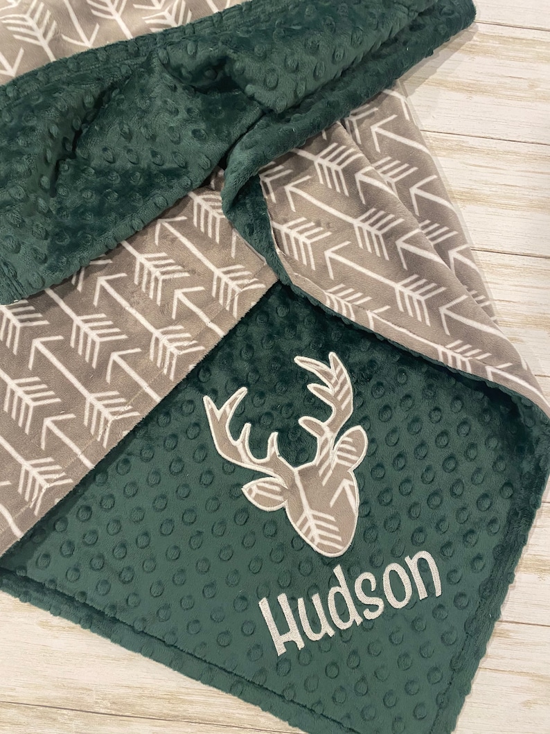 Personalized Baby Boy Blanket Deer Head Blanket Arrows Etsy