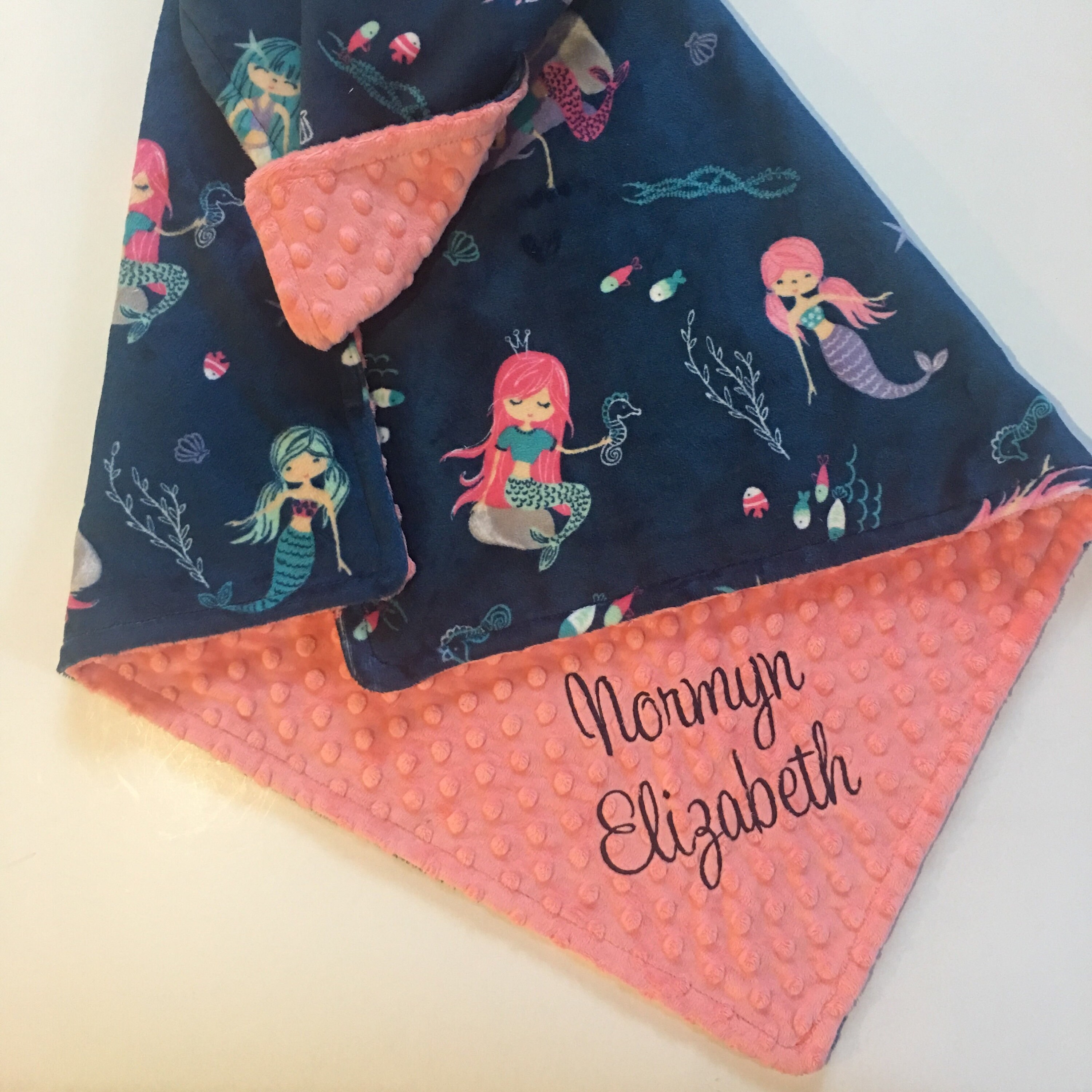 MERMAIDS Baby Girl Blanket PERSONALIZED Baby Blue Teal Etsy