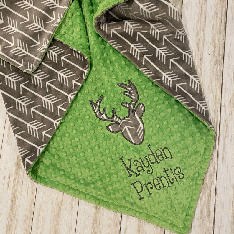 Personalized Baby Boy Blanket Deer Head Blanket Arrows Etsy