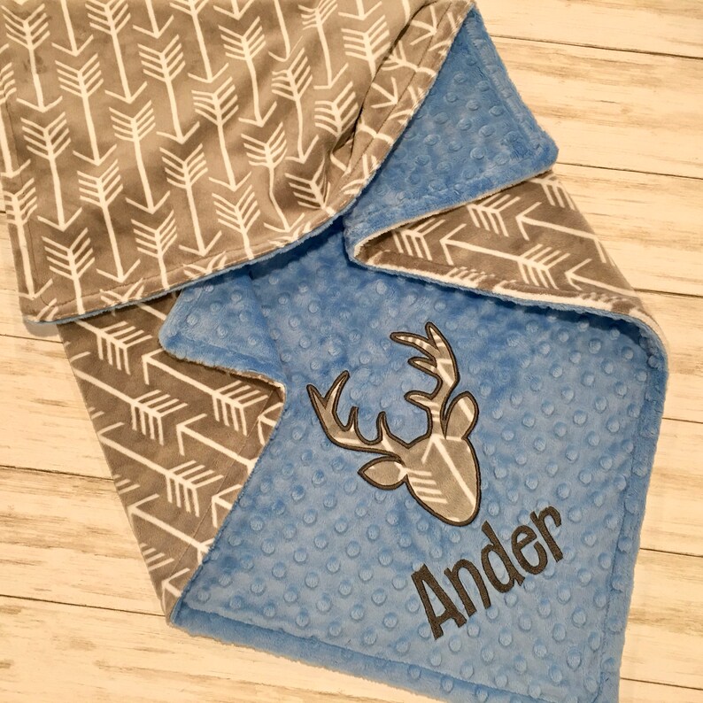 Personalized Baby Boy Blanket Deer Head Blanket Arrows Etsy