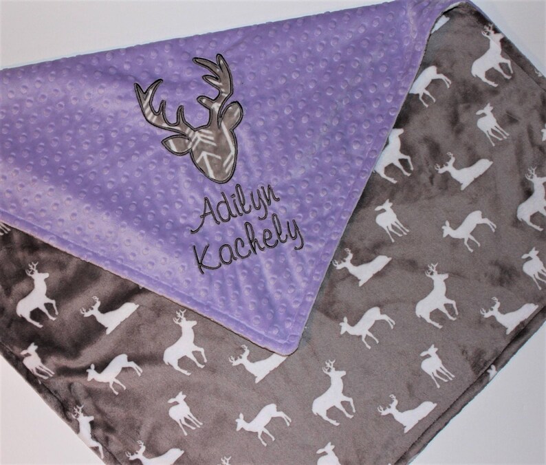 Choose Colors Personalized Baby Girl Deer Head Blanket Etsy