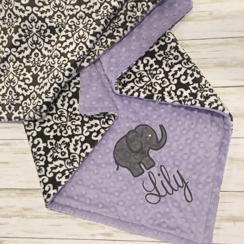Personalized Baby Blanket Elephant Blanket Baby Girl Etsy