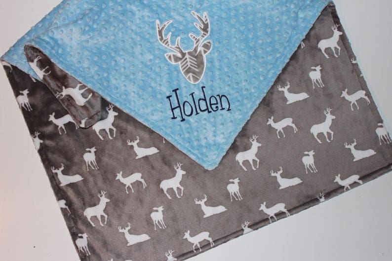 Choose Colors Personalized Baby Girl Deer Head Blanket Etsy