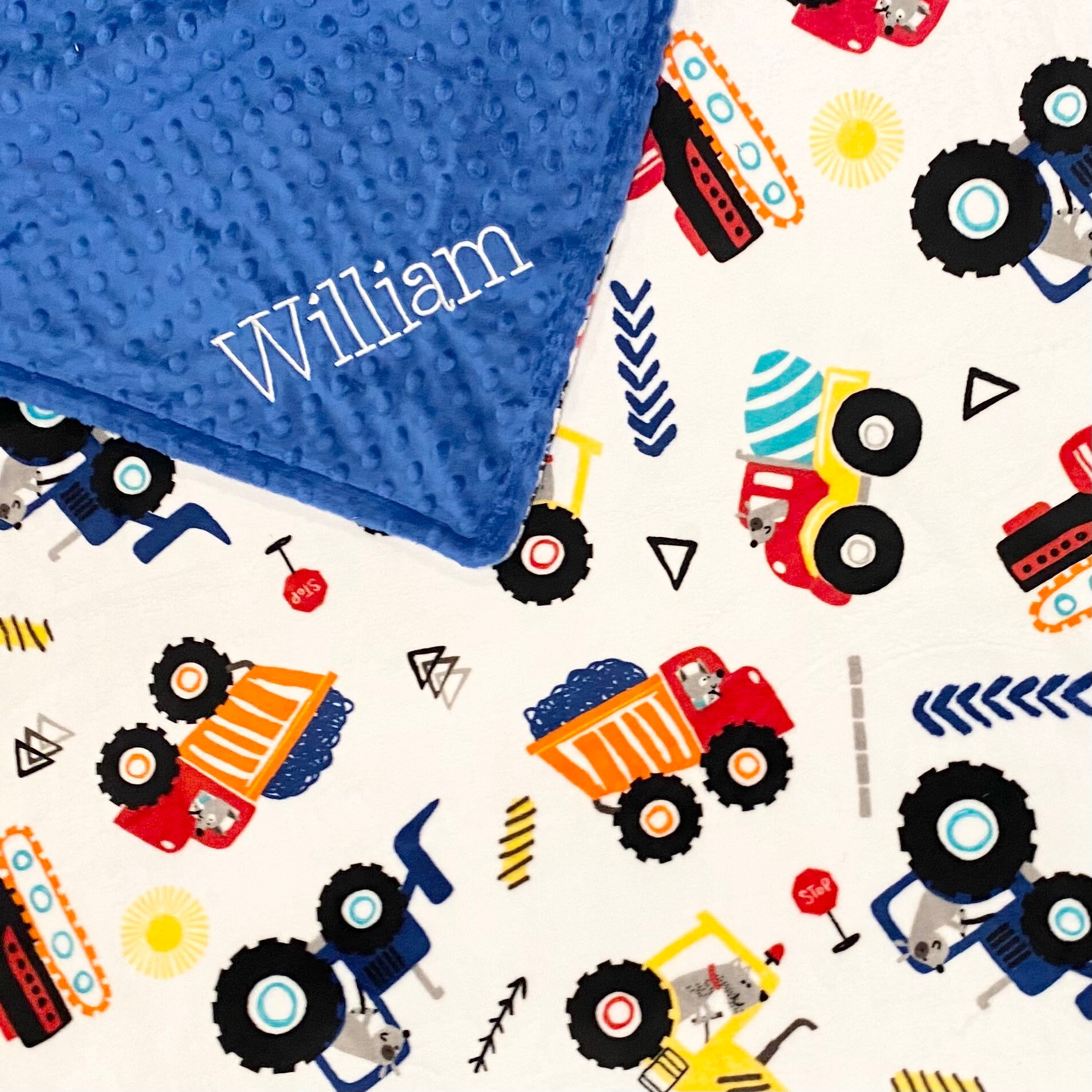 Personalized Baby Boy Blanket Trucks and Tractors Dogs Etsy