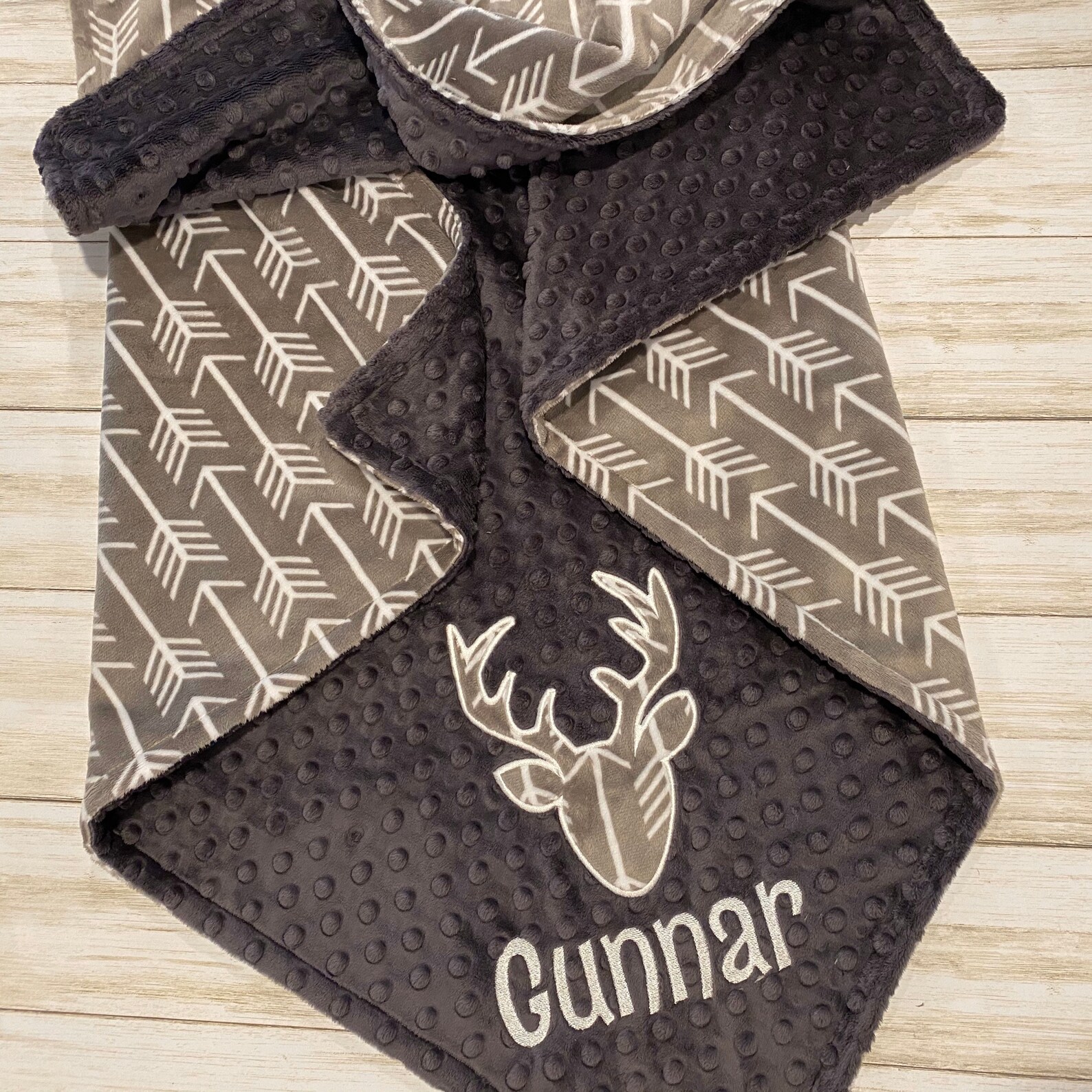 Personalized Baby Boy Blanket Deer Head Blanket Arrows Etsy