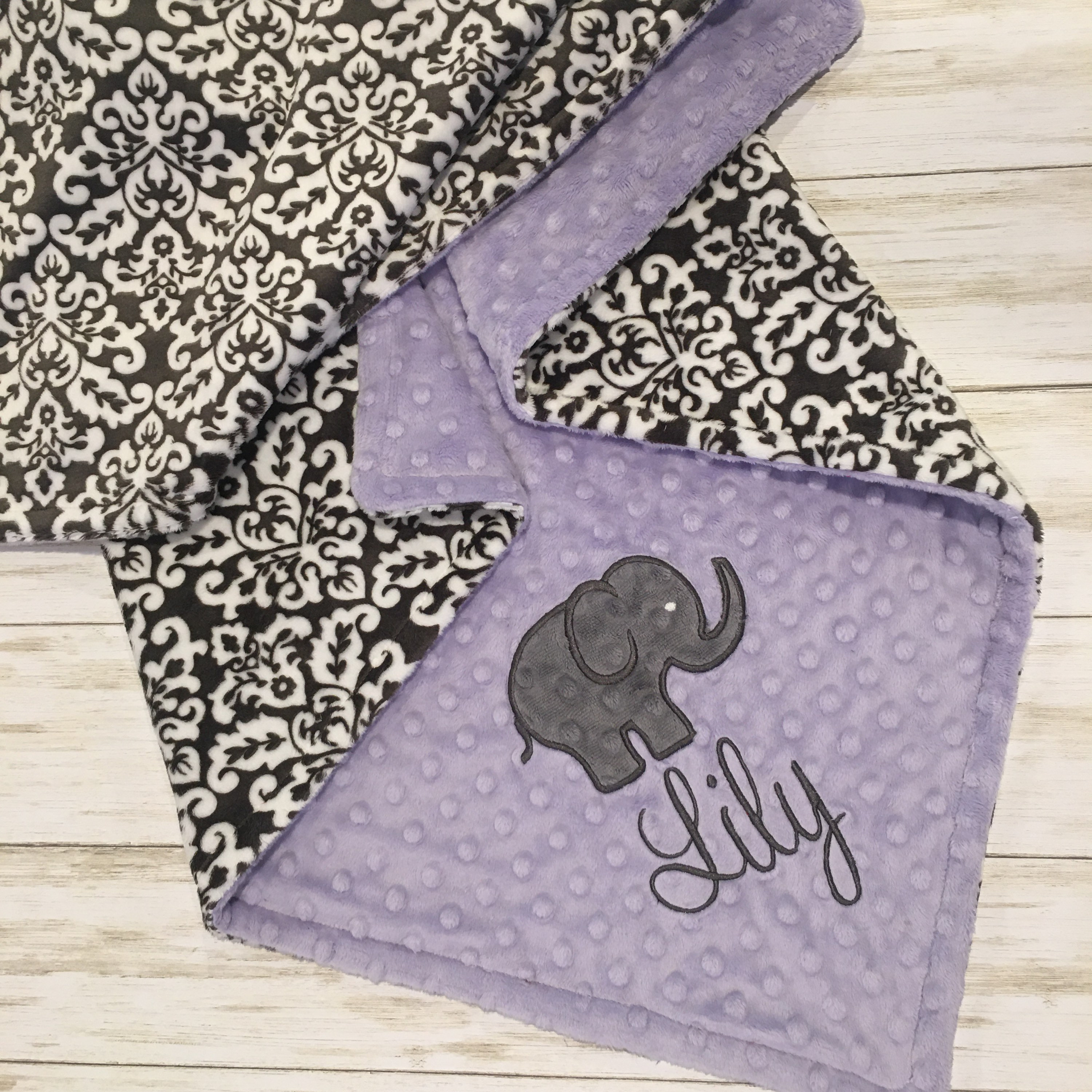 PERSONALIZED Elephant Baby Blanket Double Minky Baby Blanket Etsy