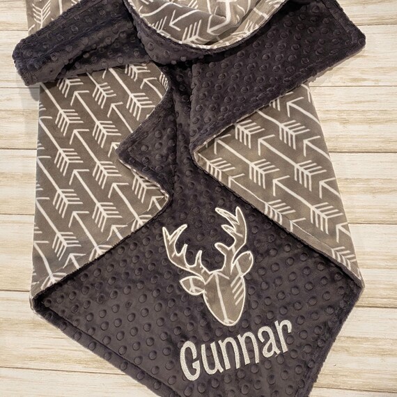 Personalized Baby Boy Blanket Deer Head Blanket Arrows Etsy