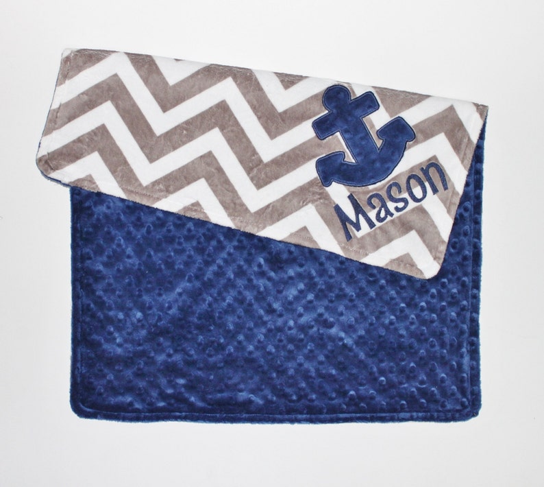 PERSONALIZED DOUBLE MINKY Lime Green Nautical Blanket or Lovey Etsy