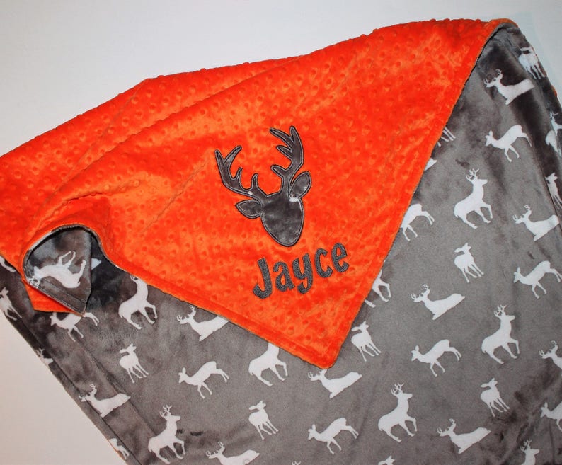 Choose Colors Personalized Baby Girl Deer Head Blanket Etsy