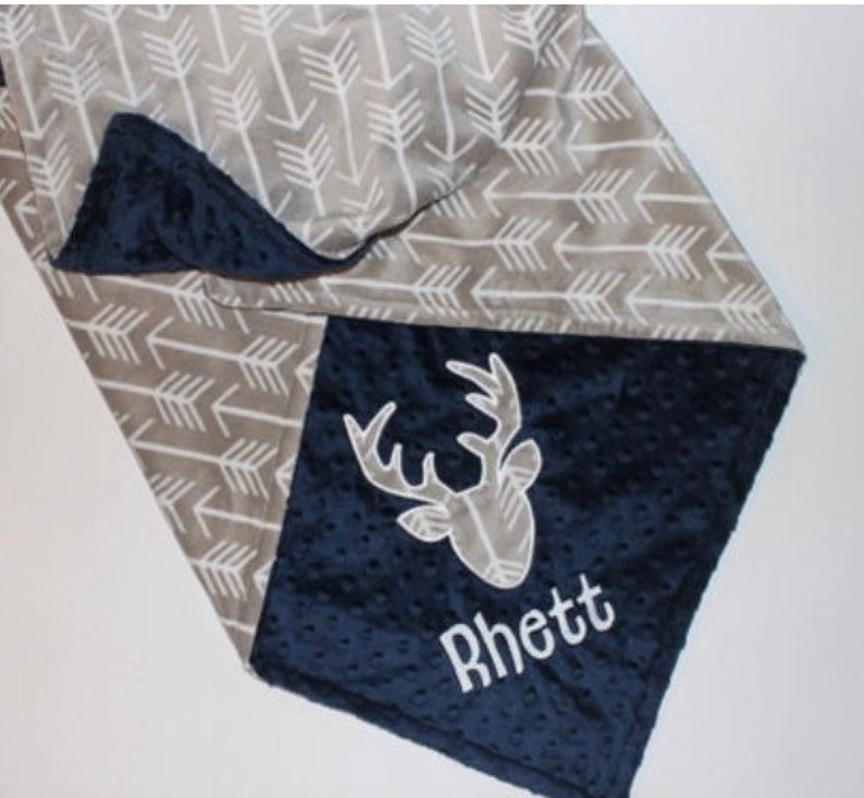 Personalized Baby Boy Blanket Deer Head Blanket Arrows Etsy
