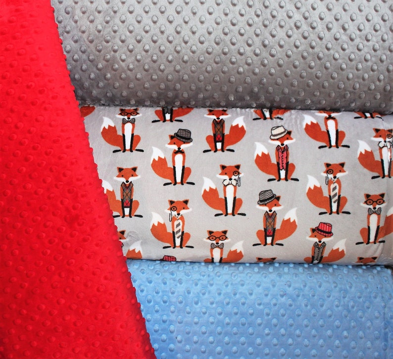 Red Blanket Gray PERSONALIZED Baby Blanket Custom Blanket FOXES Baby Blanket Orange Double Minky Baby Boy Blanket -Choose Your Colors