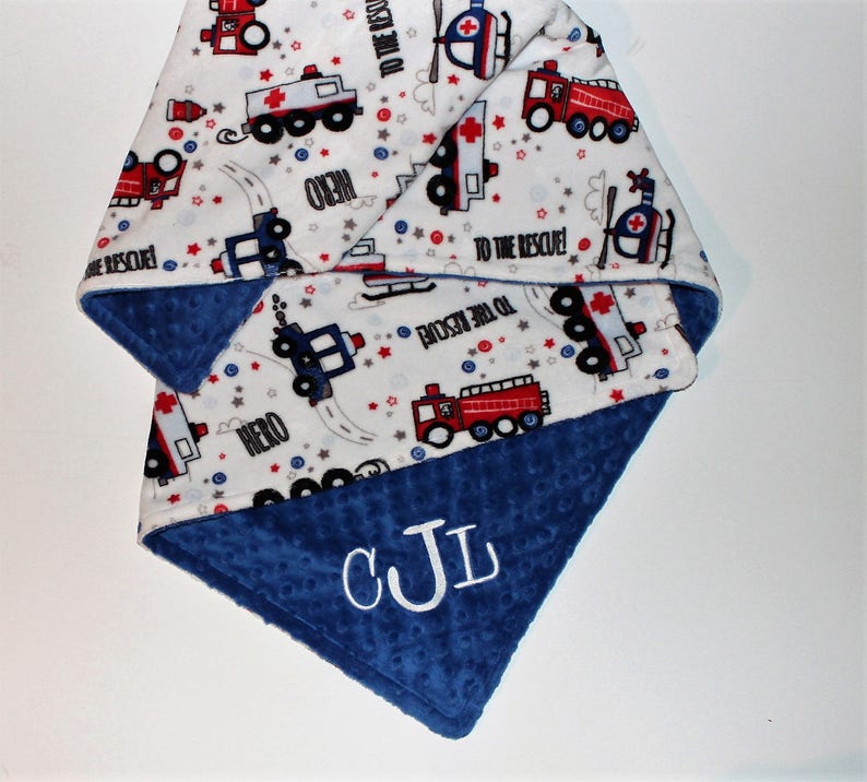 Chevron /& Minky Baby Blanket Twin Blanket Gift Set Police Cars