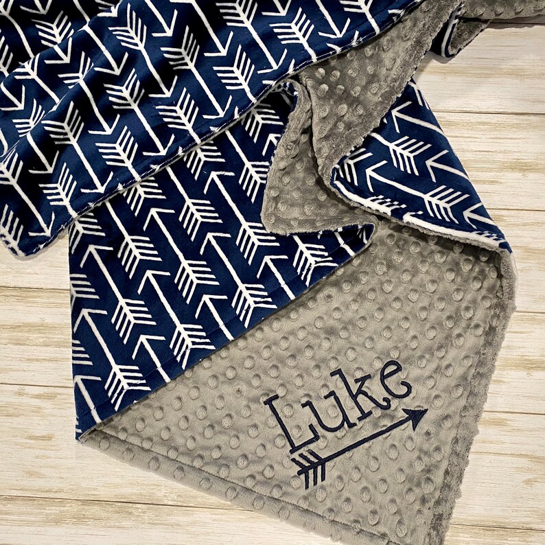 ARROWS Baby Boy Blanket PERSONALIZED Baby Blanket Navy and Etsy