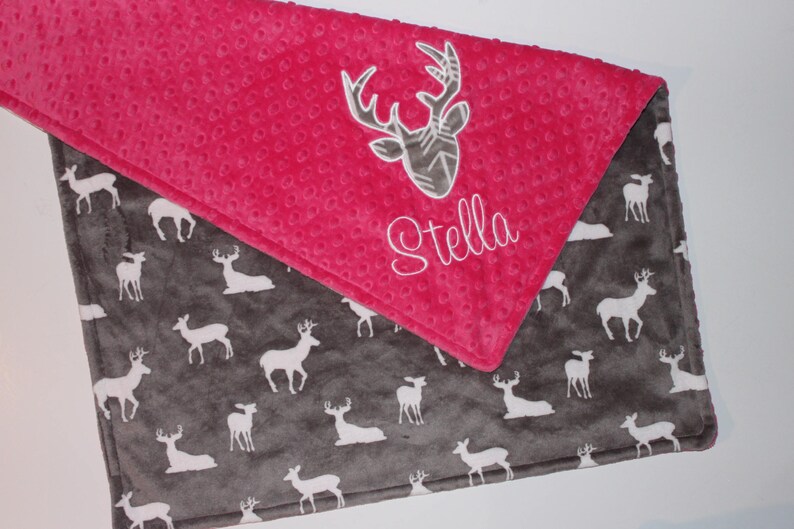 Choose Colors Personalized Baby Girl Deer Head Blanket Etsy