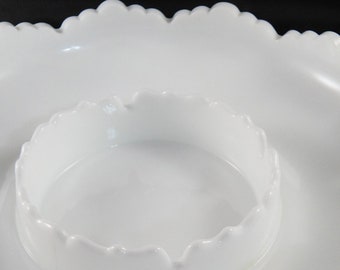 Fenton Milk Glass Hobnail Pattern Ruffled Edge Ashtray