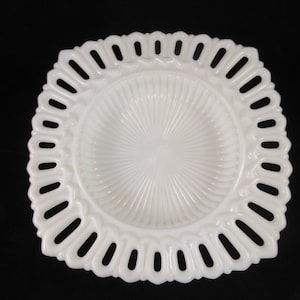 Milk Glass Heavy Reticulated Edge Trinket Bowl