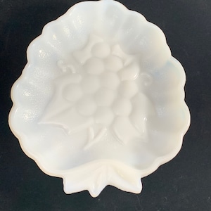 Milk Glass Grape Shallow Dish