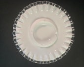 Fenton Silvercrest Ashtray Ruffled Clear Edge Milk Glass