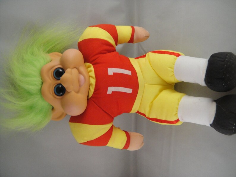 Troll Plush Football Player 11 Red and Yellow Uniform Green Etsy