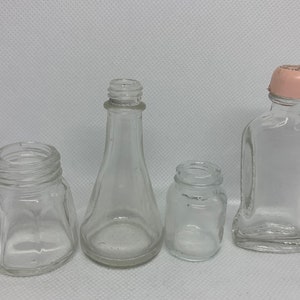 Glass Bottles Four Miniature No Lids