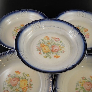 Paden City Pottery Stitchwork Floral Design Bowls Set of Five (5)