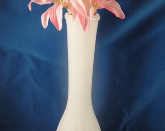 Milk Glass Ribbed Vase