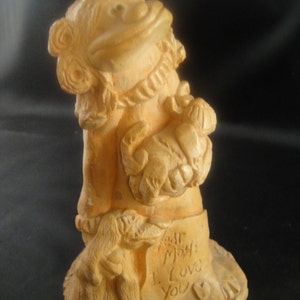 Dear Mom: I Love You Dikeman Figurine Holding Cat Dog at Feet
