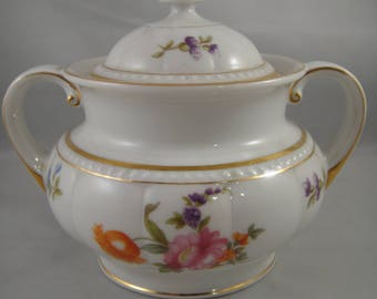 Covered Sugar K & A Krautheim Selb Bavaria White China with Floral Design