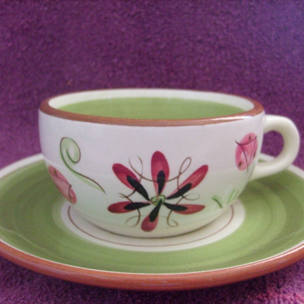 Vintage Stangl Karneval Muster Tasse und Untertasse