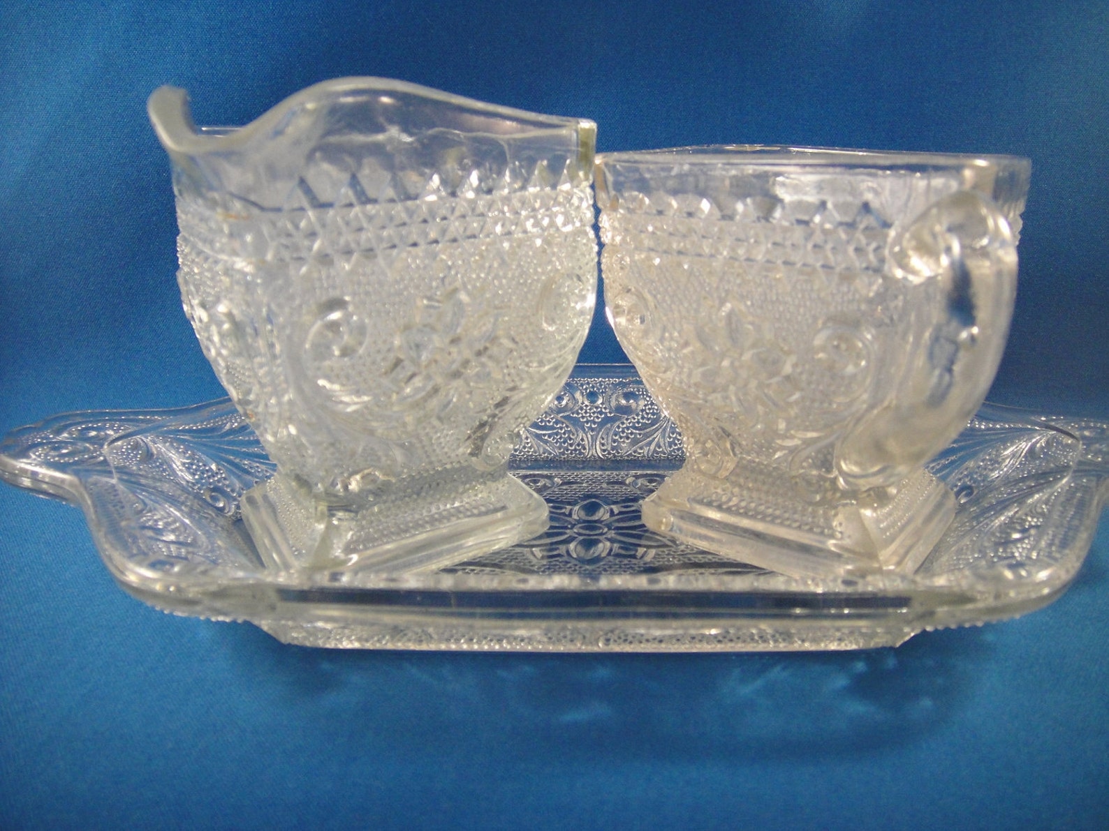 Vintage Indiana Sandwich Glass Crystal Creamer Sugar and Tray Etsy