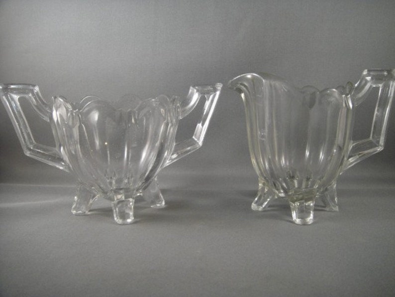 EAPG Jefferson Glass Quadruped or Chippendale Sugar and Creamer image 2