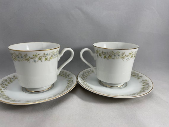 China Cup and Saucer Set of Two H Fine China Marie Pattern Japan 
