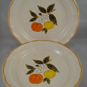 Mikasa Garden Club Delight EC 460 Red Yellow Apples Two Salad Plates