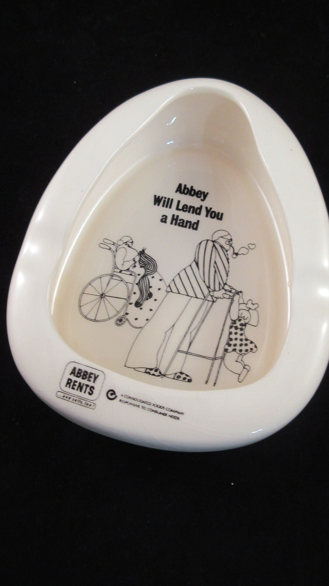 Bed Pan Shaped Ceramic Ashtray Abbey Rents Made in USA Etsy