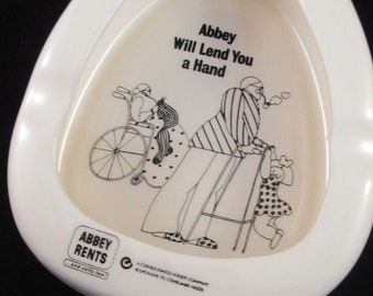 Bed Pan Shaped Ceramic Ashtray Abbey Rents Made in USA