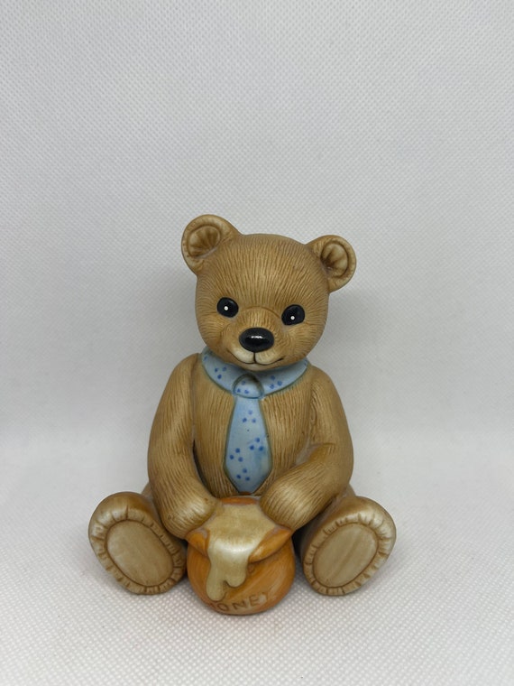 Honey Bear Porcelain Bear Holding Pot of Honey Homco #1405