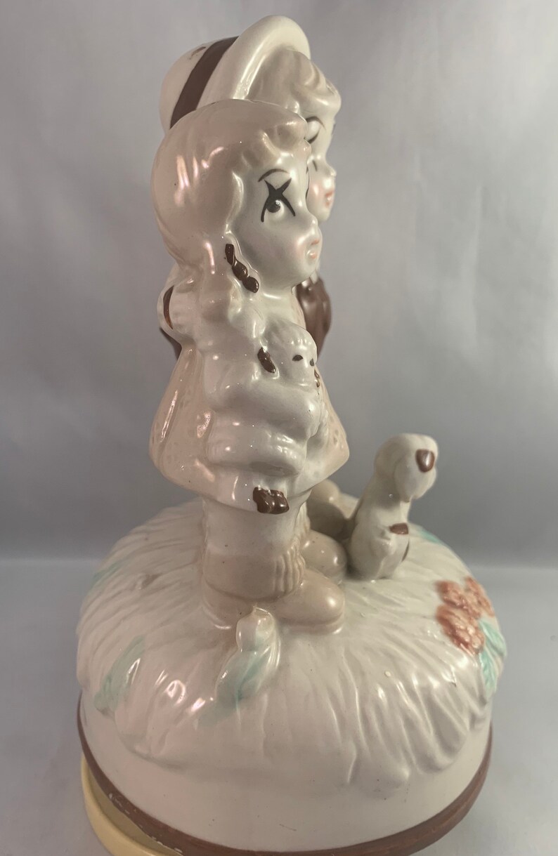 Musical Rotating Windup Figurine Couple With Dog Etsy