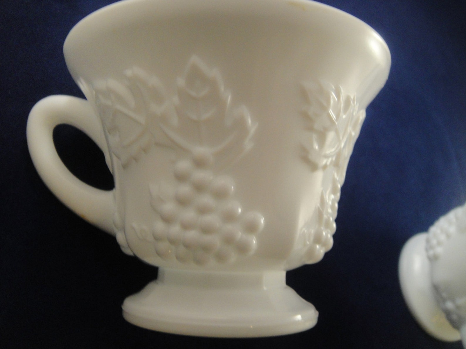 Milk Glass Grape and Leaf Pattern Cups Punch Cups Tea Cups Etsy