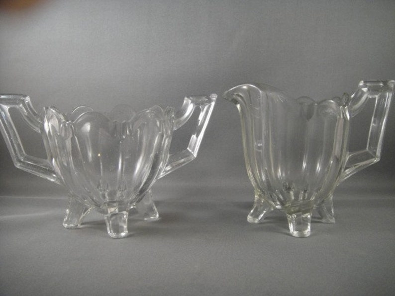 EAPG Jefferson Glass Quadruped or Chippendale Sugar and Creamer image 1