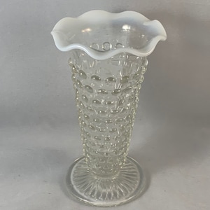 Moonstone Clear Opalescent Anchor Hocking Trumpet Bud Vase