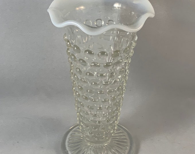 Fenton French Opalescent Hobnail Glass Fan Vase (clear) 6" Vintage ...