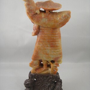 Asian Bearded Fisherman Soapstone FIgurine image 3