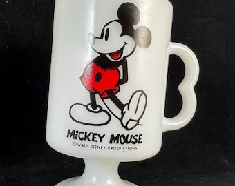 Mickey Mouse Disney Milk Glass Footed Mug