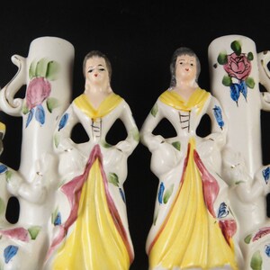 Victorian Couple Pair of Candlestick Holders