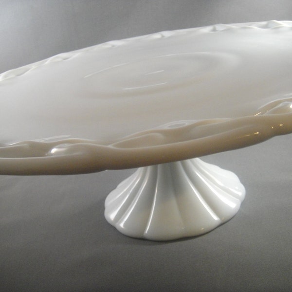 Milk Glass Open Lace Cake Stand