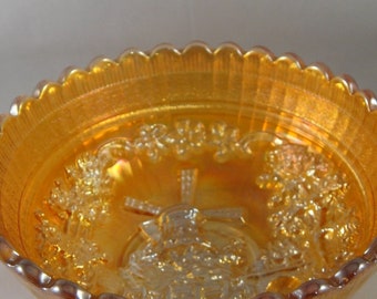 Carnival Glass Marigold Windmill Pattern Bowl