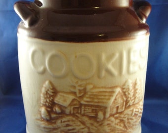 Cookie Jar Brown Tan No Lid Large