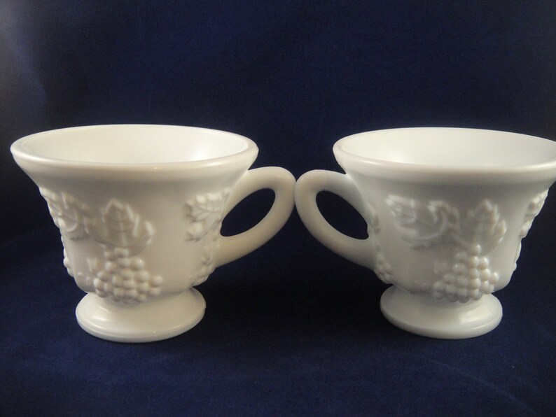 Milk Glass Grape and Leaf Pattern Cups Punch Cups Tea Cups Etsy