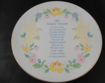 Life's Greatest Treasures Poem on Decorative Plate by Paul 1984